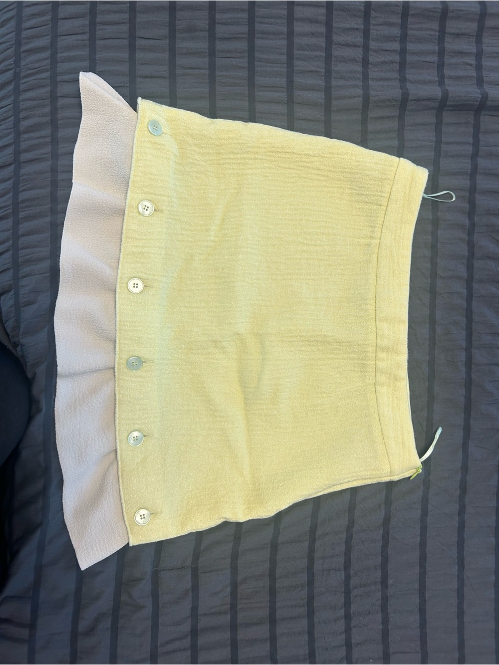 Moschino Pale Yellow Mini Skirt with Cream Ruffle - Picture 3 of 9